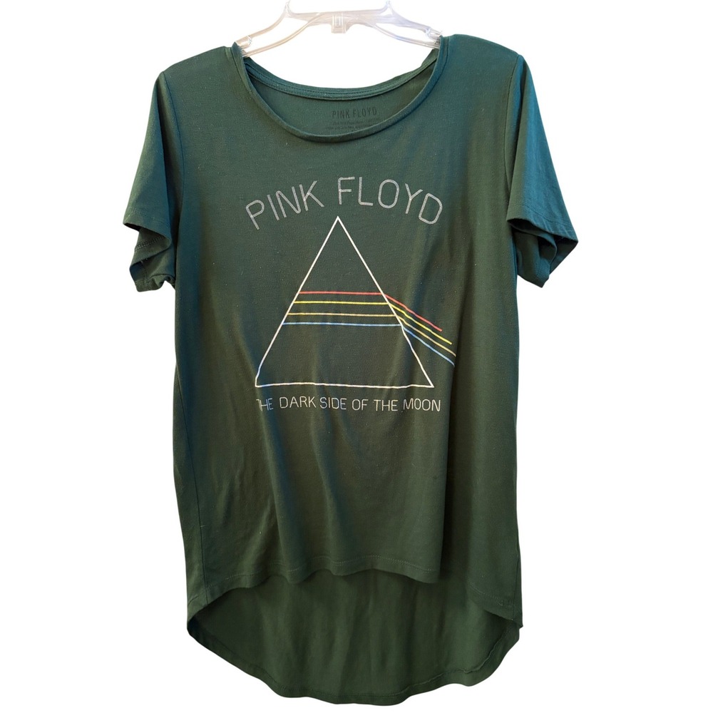 Pink Floyd Dark‎ Side of the Moon Green Graphic Tee High Womens Low Hem XL